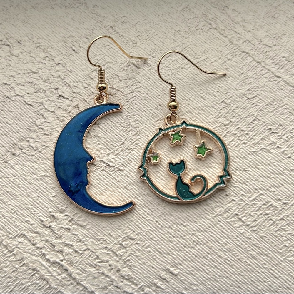 Moon Kitty Mismatch Earrings